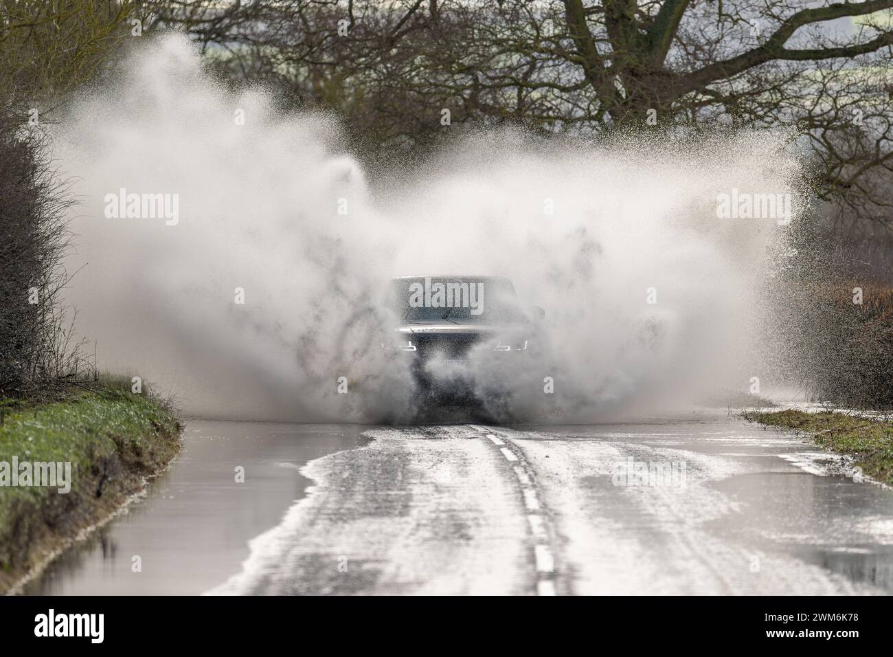 Range Rover driving through water Stock Photo