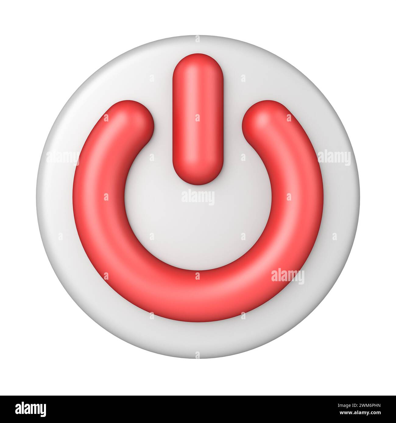 Red power switch sign 3D rendering illustration isolated on white ...