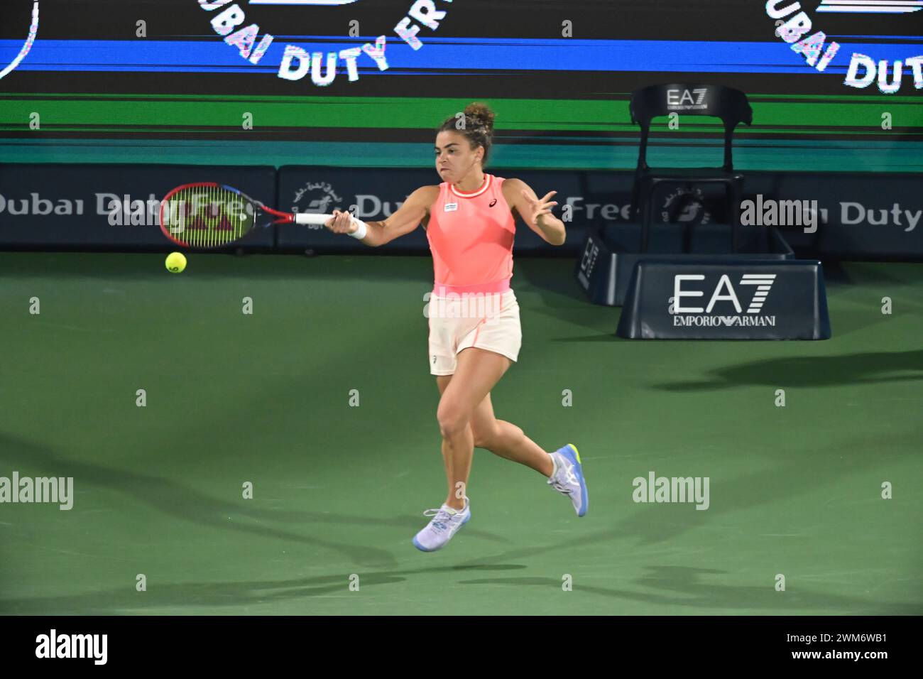 DUBAI, UAE, 24th February 2025. Action from the WTA Finals match of the