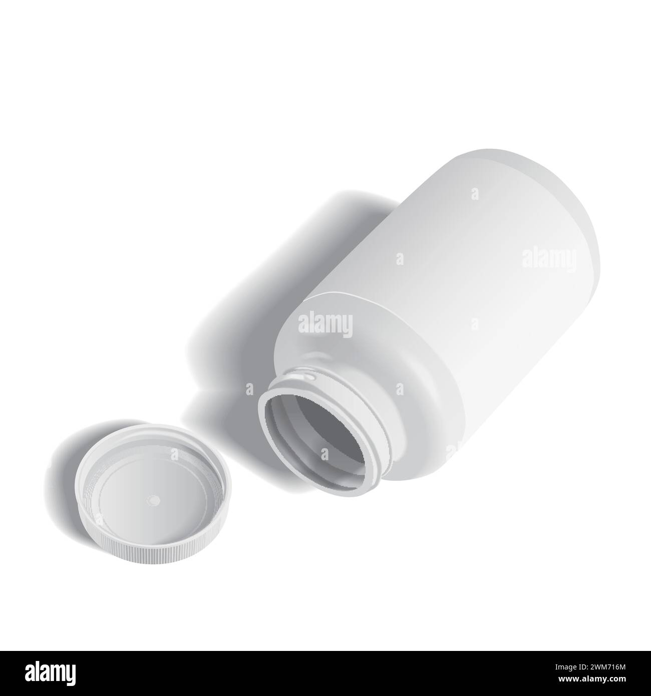 open medicine bottle with label isolated on white background Stock