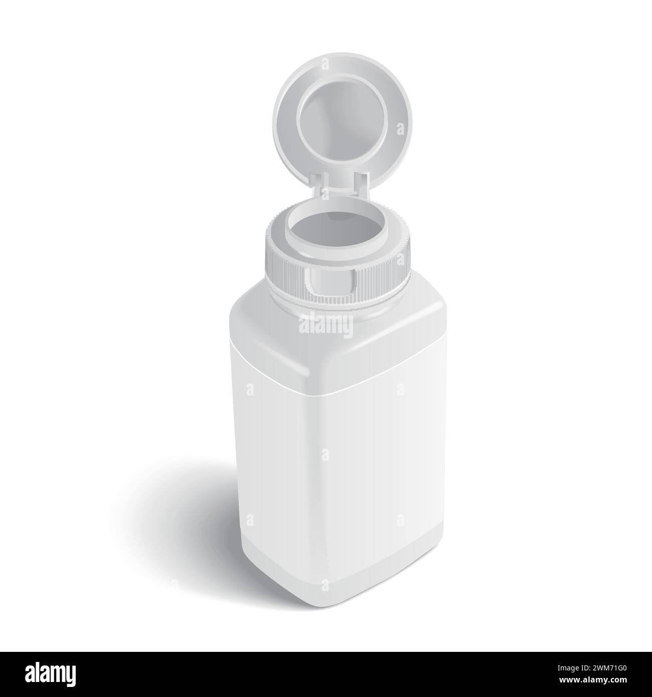 open medicine bottle with label isolated on white background Stock