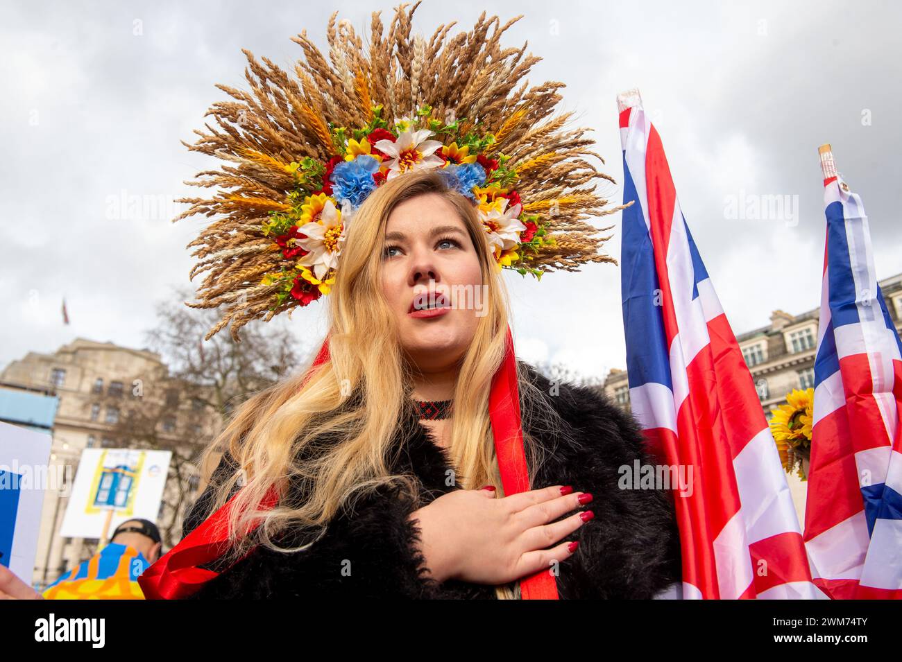 London, England, UK. 24th Feb, 2024. The British Ukrainian Community