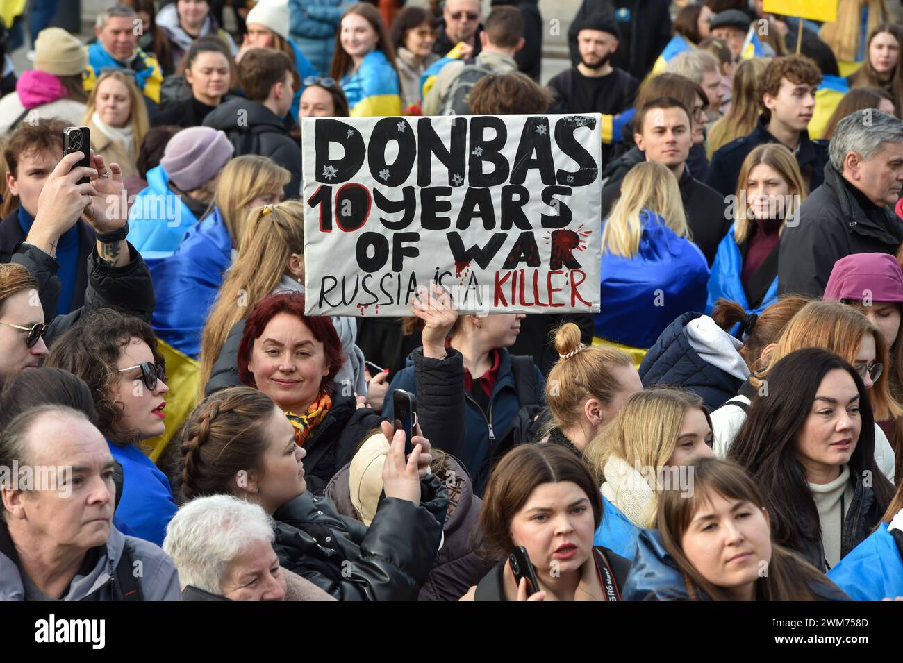 London, England, UK. 24th Feb, 2024. The British Ukrainian Community