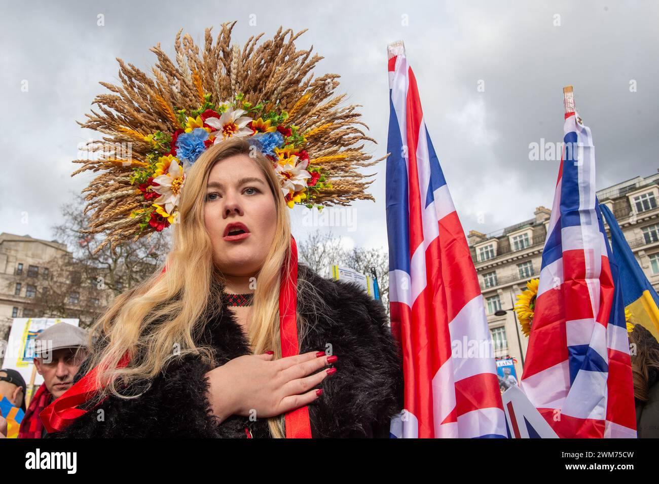 London, England, UK. 24th Feb, 2024. The British Ukrainian Community