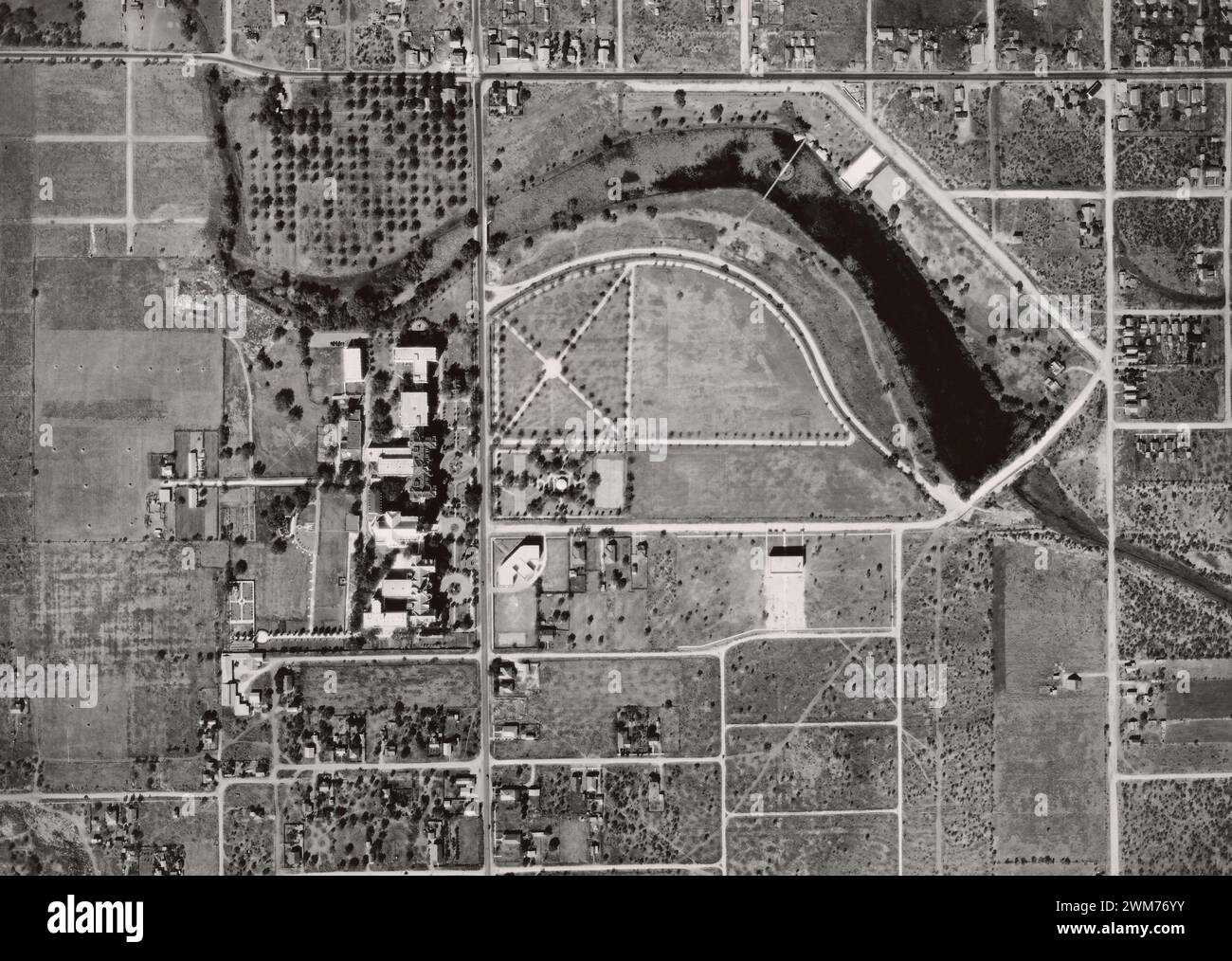 Aerial view of St. Mary's University, San Antonio, Texas, November 1933 Stock Photo