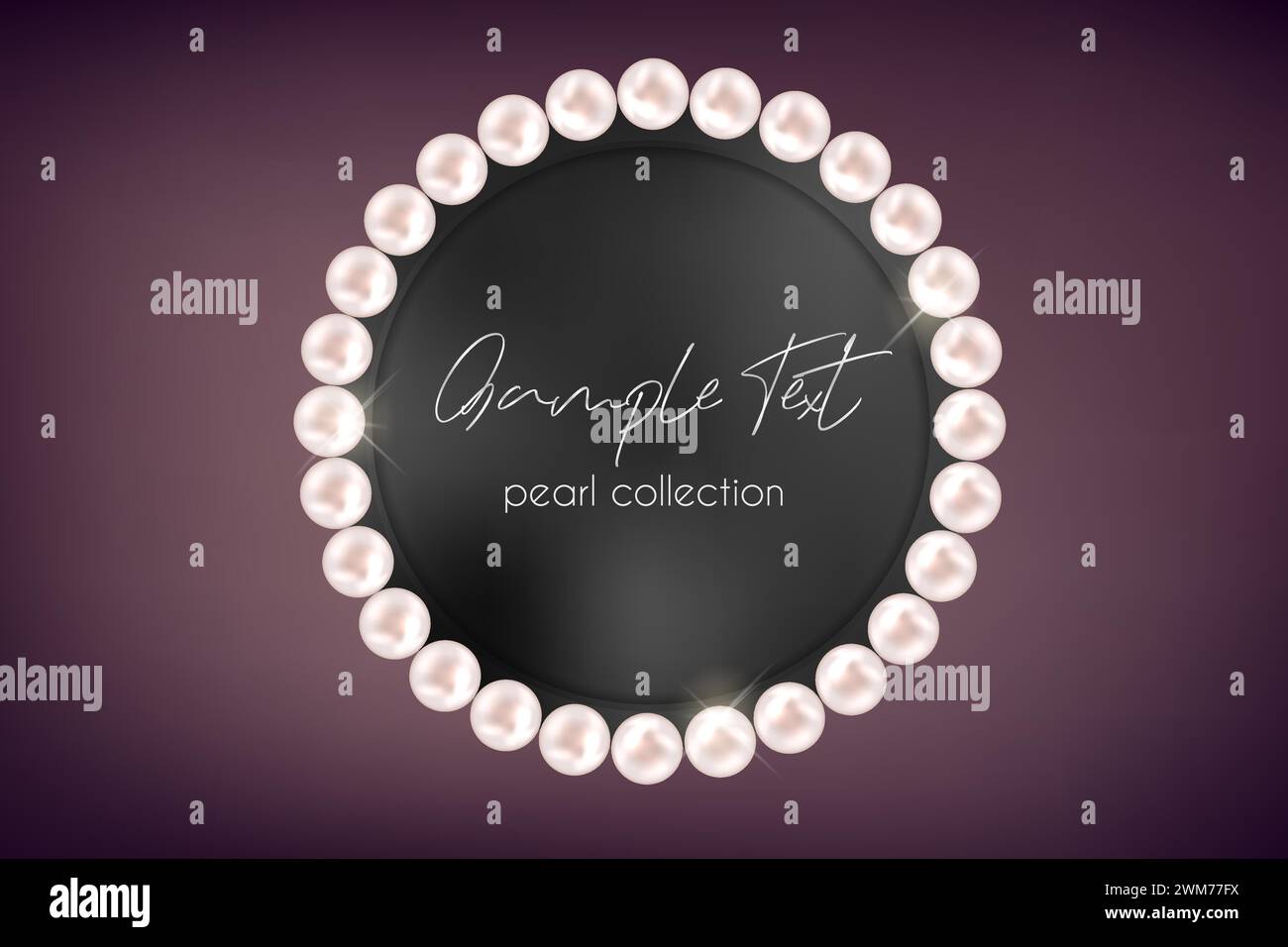 Vector pearl necklace on dark background. Shiny oyster pearls for luxury accessories. Chains of