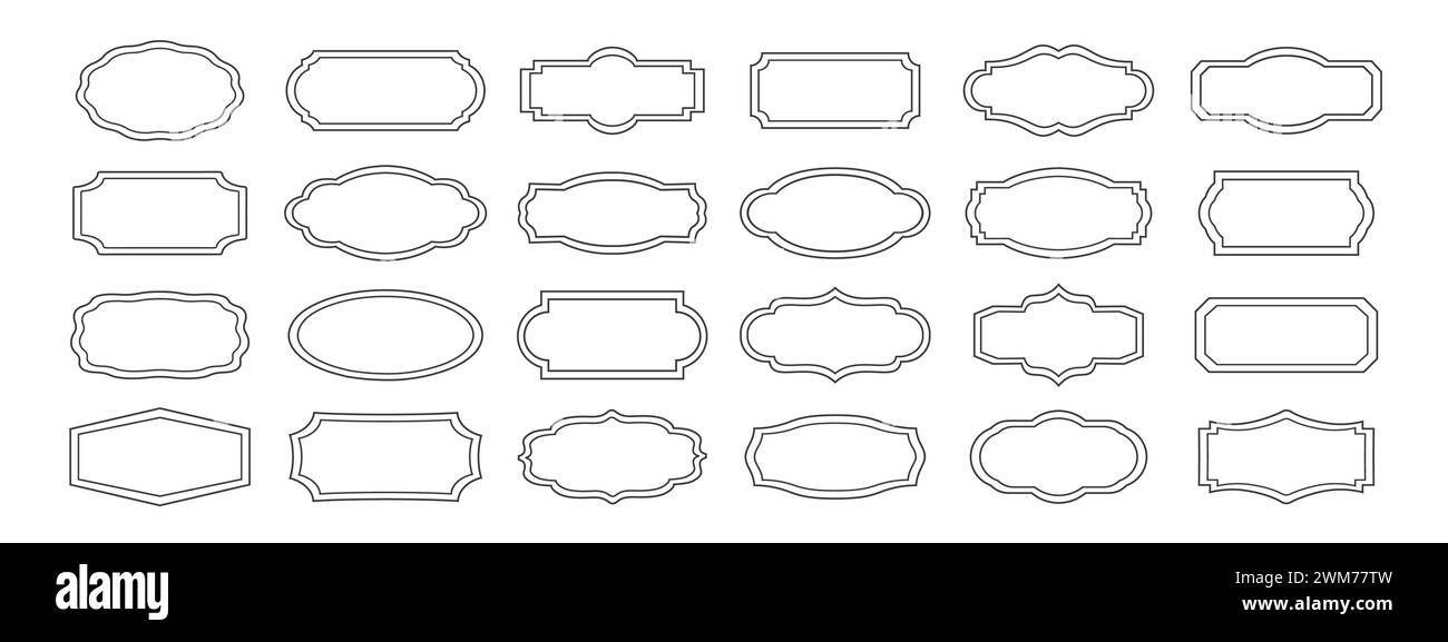 Vintage frames set isolated on white background. Decorative outline ...