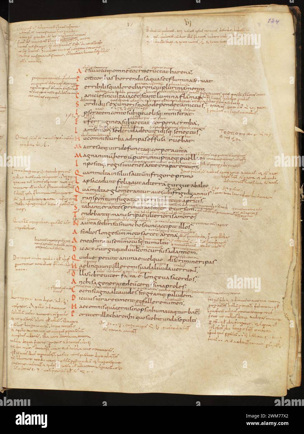 Cod. 165, f. 124r – Vergilius Bucolica, Georgica, Aeneis - Scholia Turonensia. Stock Photo