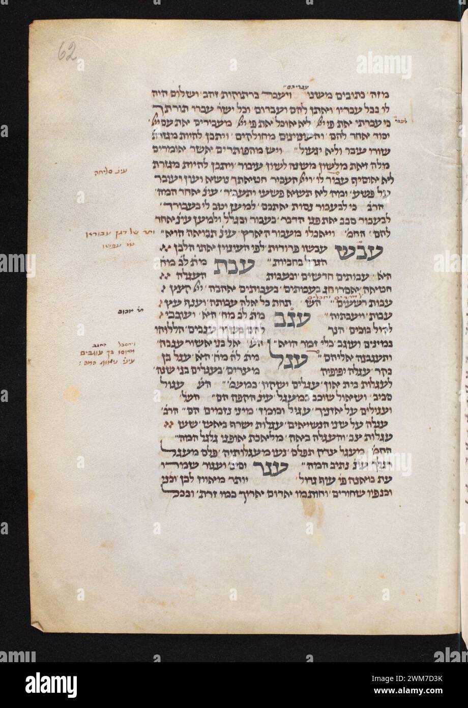 Cod. 200, f. 62r – Lexicographical and scientific miscellany. Stock Photo