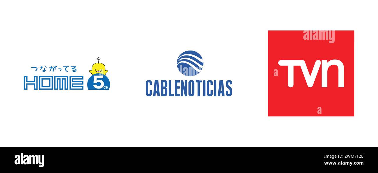 CABLE NOTICIAS, TVN CHILE, HOME TV. editorial vector illustration Stock