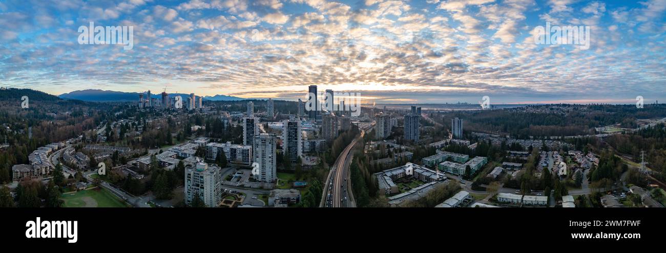 Highrise Buildings in Moder City. Coquitlam, Vancouver, BC, Canada. Stock Photo