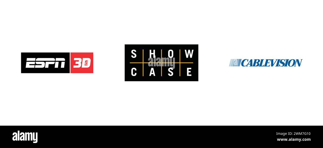 ESPN 3D, CABLEVISION SYSTEMS, SHOWCASE. editorial vector illustration