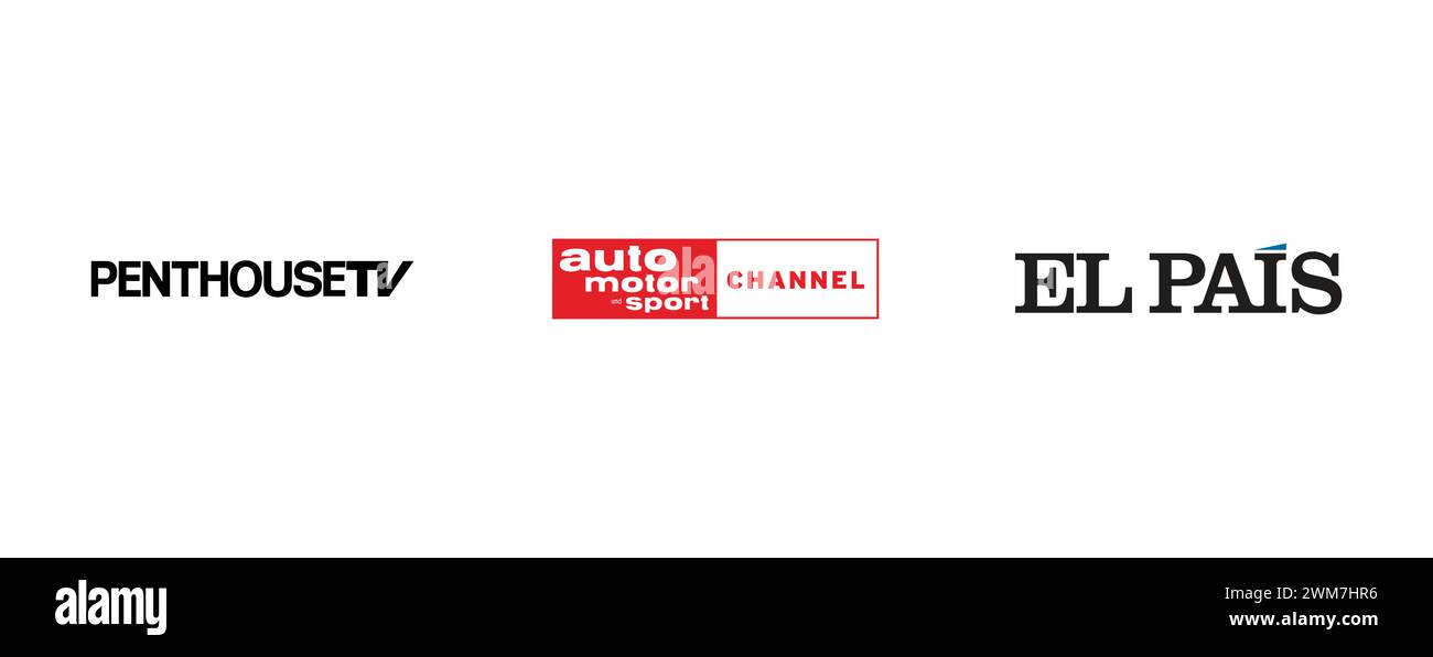 EL PAIS, AUTO MOTOR AND SPORT CHANNEL, PENTHOUSE TV. editorial vector