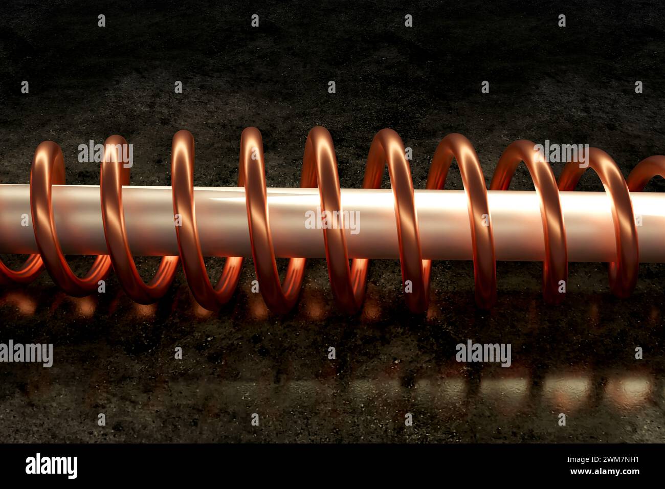 3D Spiral Coil Spring with background Stock Photo