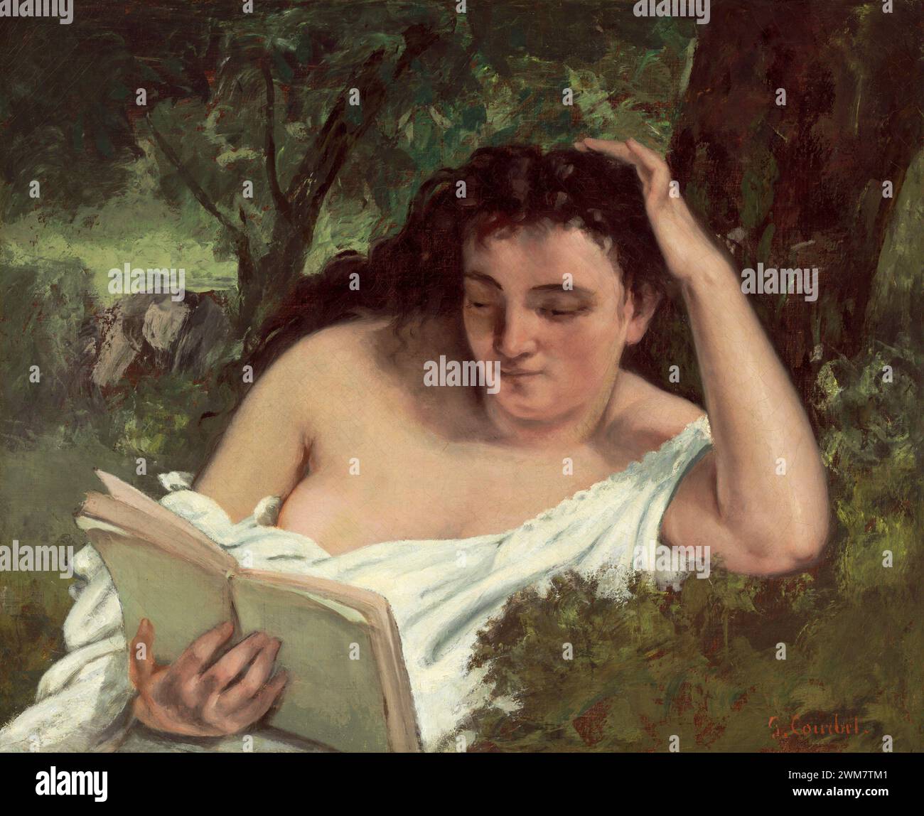 A Young Woman Reading. Gustave Courbet.  c. 1866/1868. Stock Photo