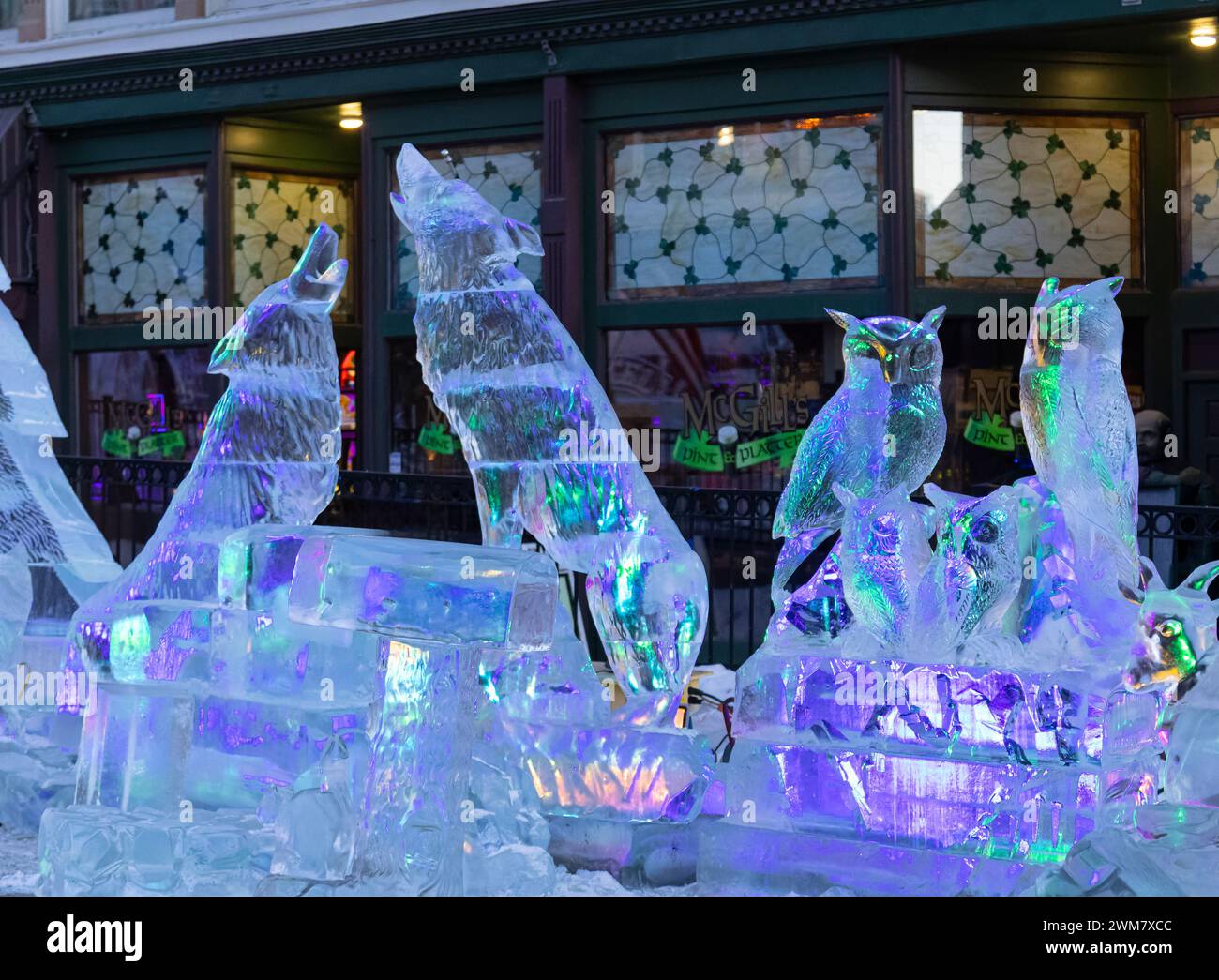 Ice sculptures at the Cripple Creek Ice Festival Stock Photo