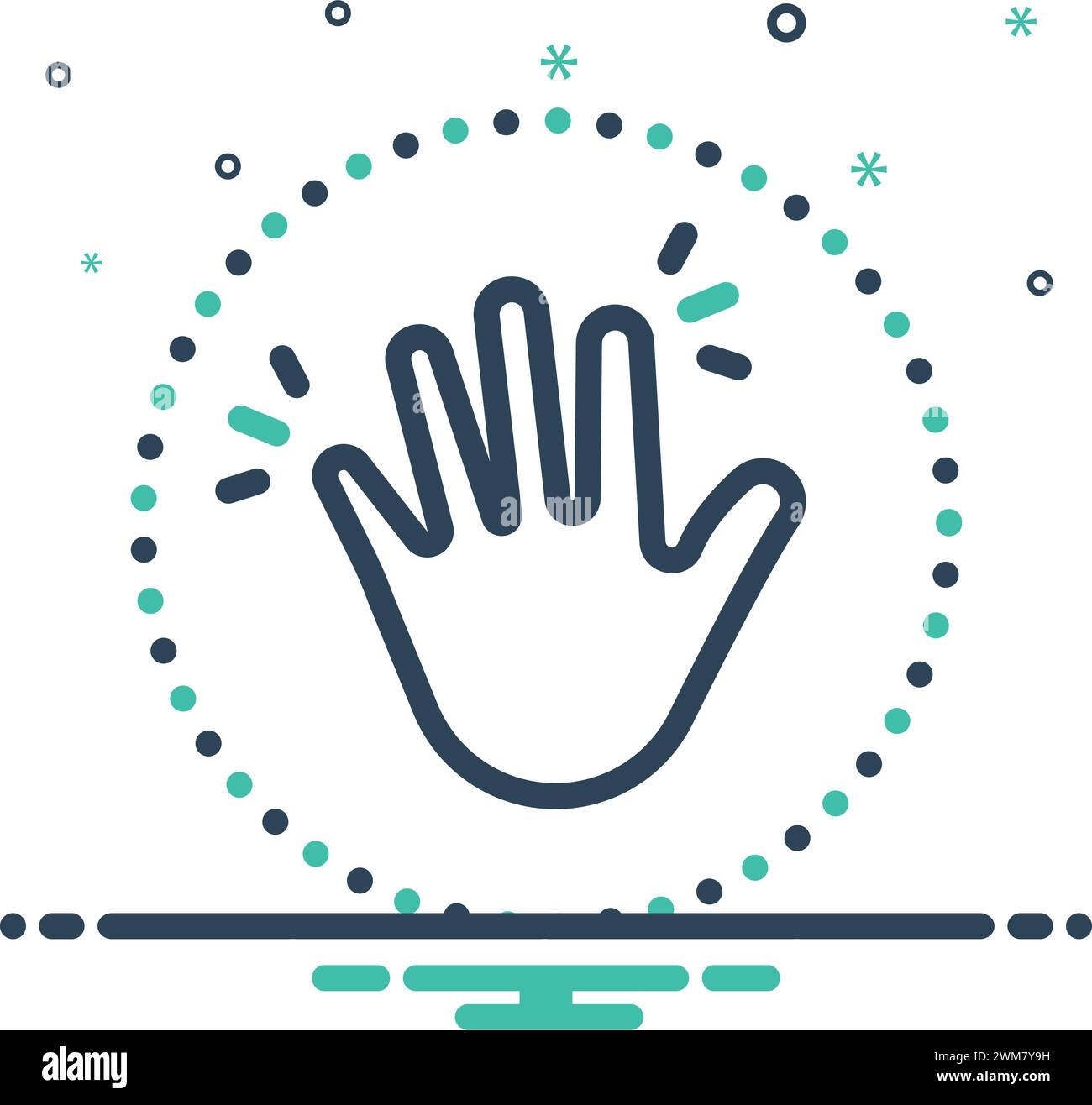 Waving hand symbol hi bye Cut Out Stock Images & Pictures - Alamy