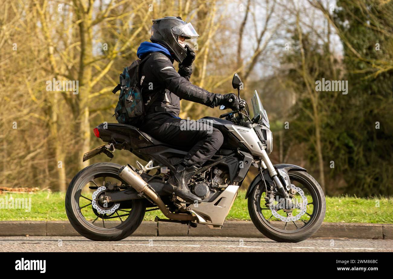 Milton Keynes,UKFeb 23rd 2024 Honda CB 125R motorcycle on an English