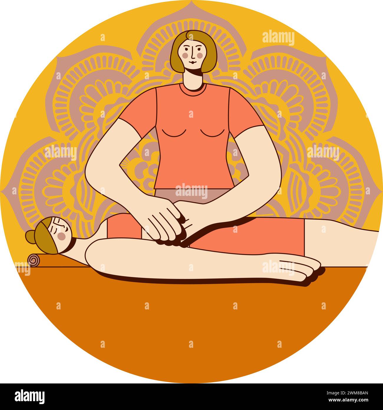 Abdominal massage treatment by professional therapist in spa. Isolated ...
