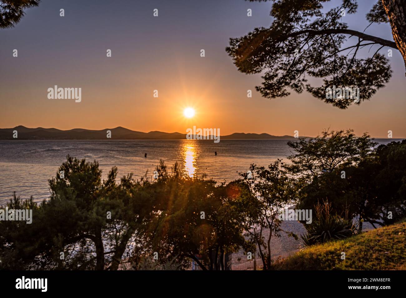 Europe, Croatia, Zadar, Kolovare Beach - Sunset Stock Photo - Alamy