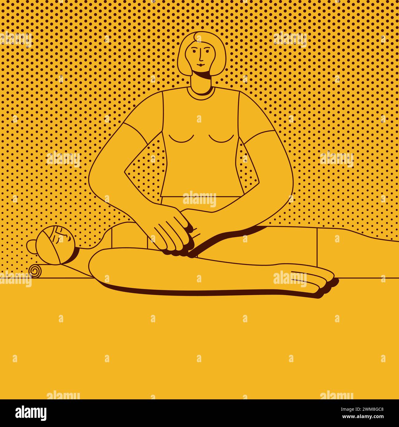Abdominal massage treatment by professional therapist in spa. Isolated ...