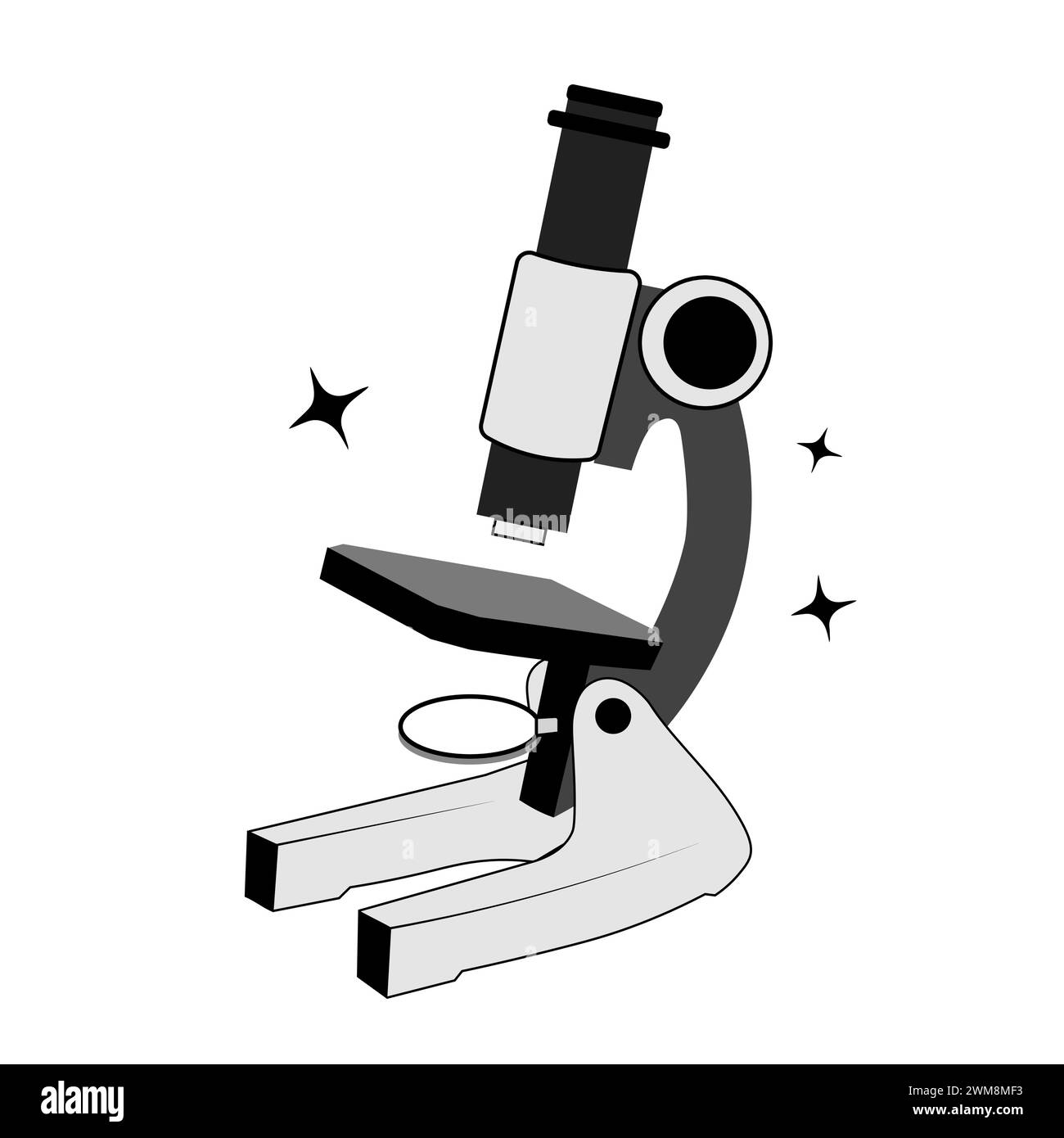 Microscope on white background. Doodle Stock Vector