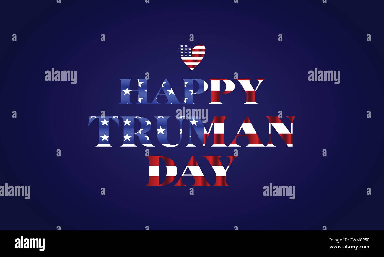 Happy Truman Day Stylish Text With usa flag background illustration design Stock Vector