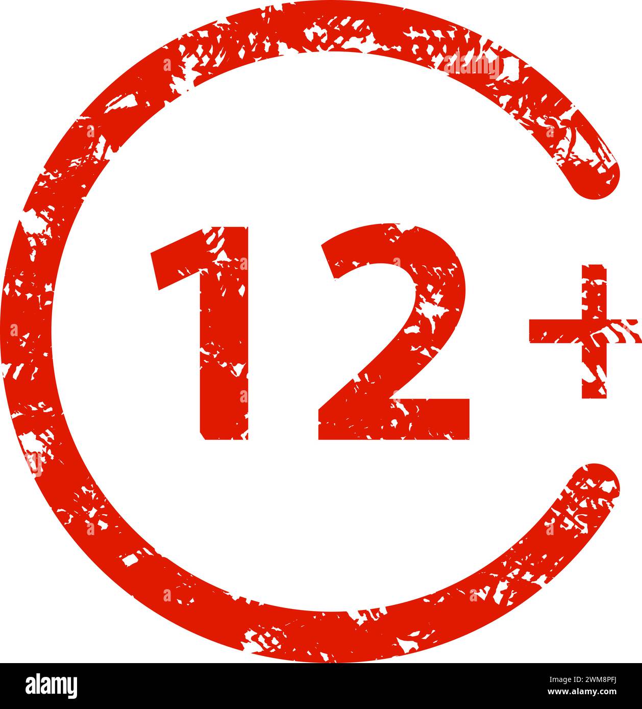 Mark rubber stamp 12 age limit. Vector of graphic stamp badge