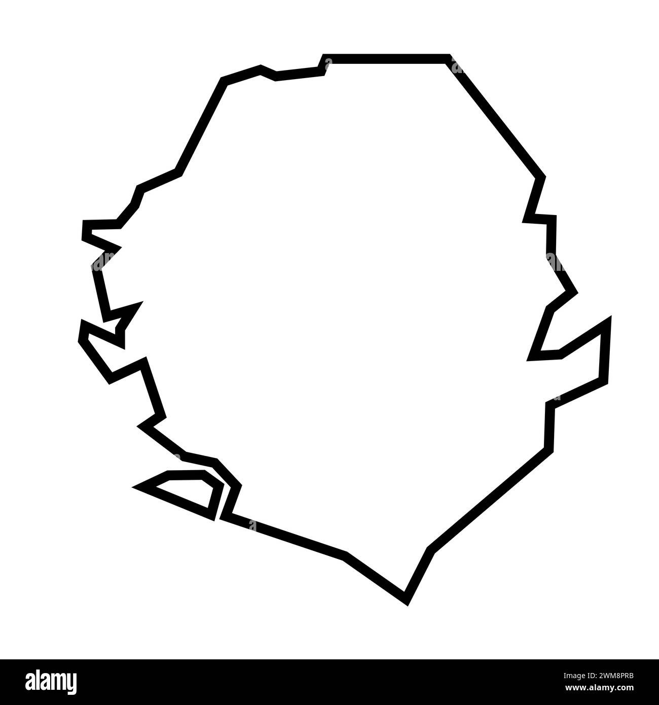 Sierra Leone country thick black outline silhouette. Simplified map ...