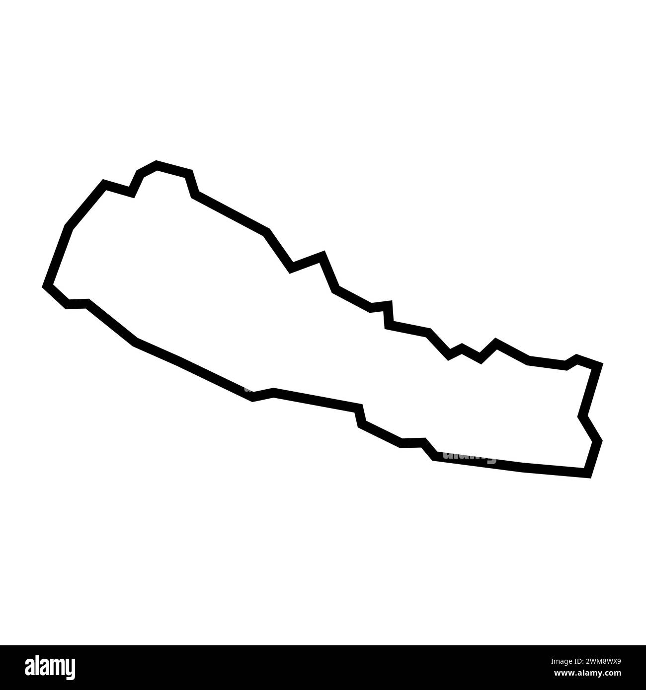 Nepal country thick black outline silhouette. Simplified map. Vector ...