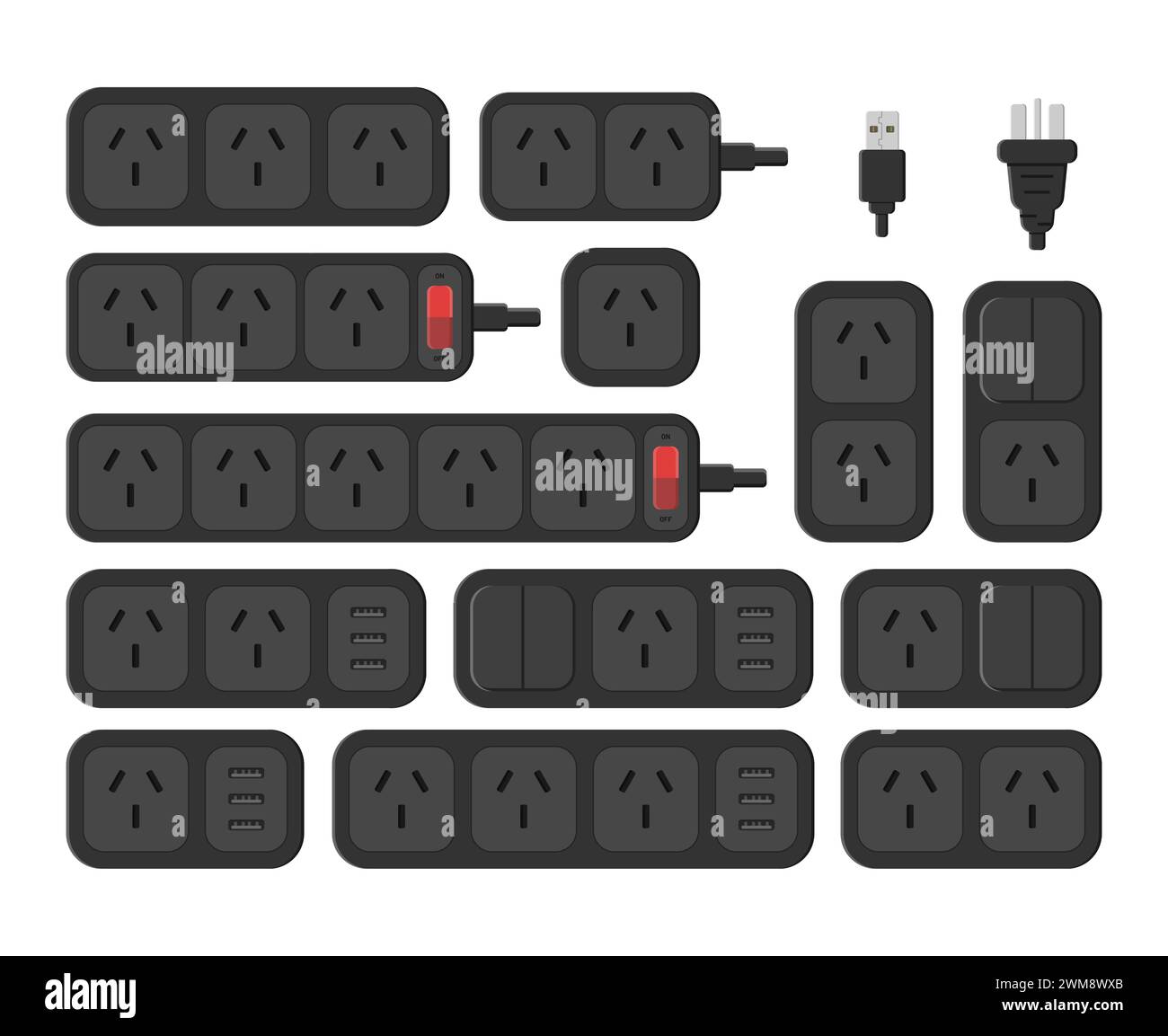 power outlet plug extension strip switch australian chinese type i set