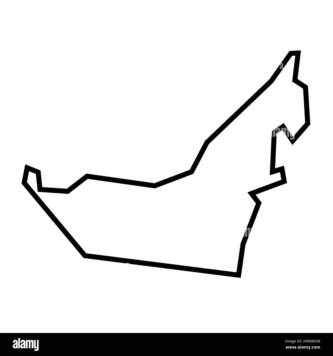 United Arab Emirates country thick black outline silhouette. Simplified ...