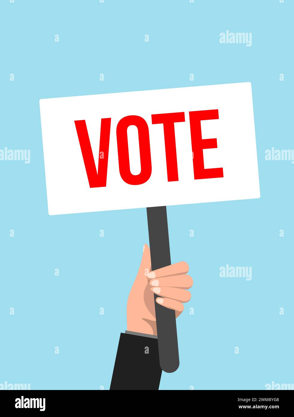 Vector picket placard sign vote election protest. Vote hand banner sign Stock Vector