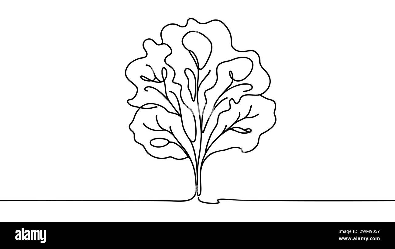 One single line drawing of whole healthy organic mustard green leaves ...