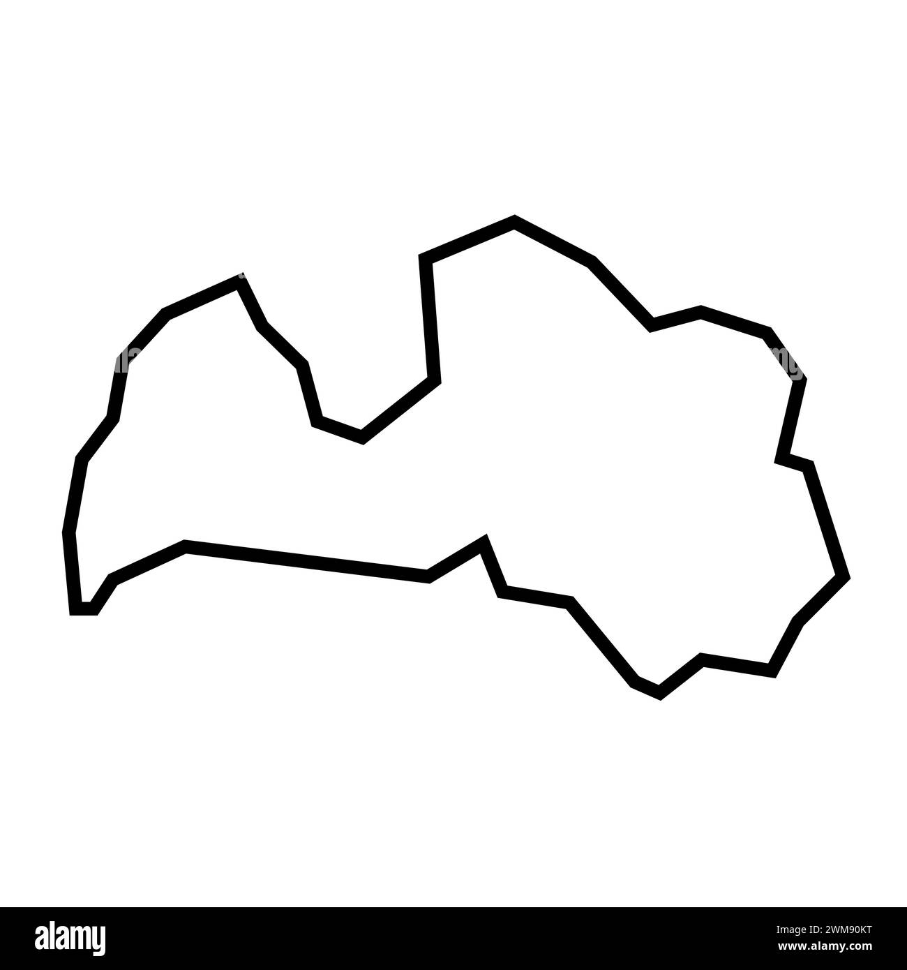 Latvia country thick black outline silhouette. Simplified map. Vector icon isolated on white background. Stock Vector