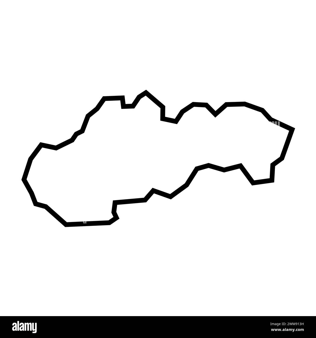 Slovakia country thick black outline silhouette. Simplified map. Vector ...