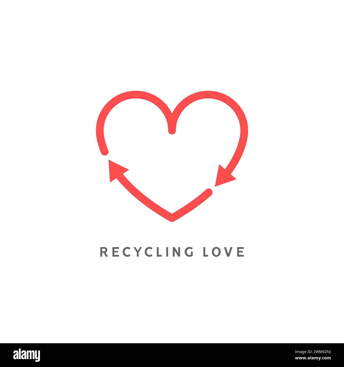 Recycle heart arrow sign. Recycle love icon vector. Heart shape cycle ...