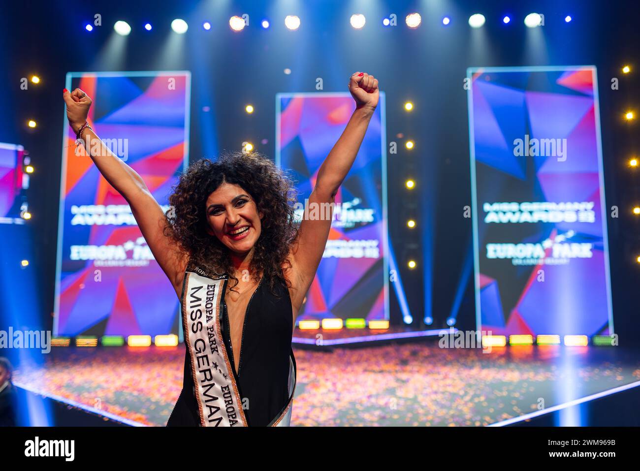 Rust, Germany. 24th Feb, 2024. Apameh Schönauer stands on stage and ...