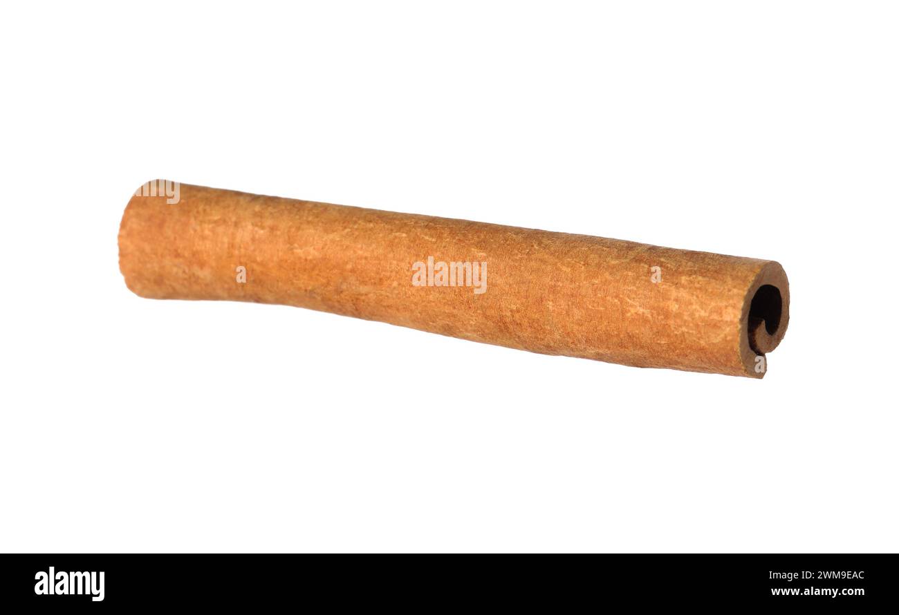 One aromatic cinnamon stick isolated on white Stock Photo - Alamy