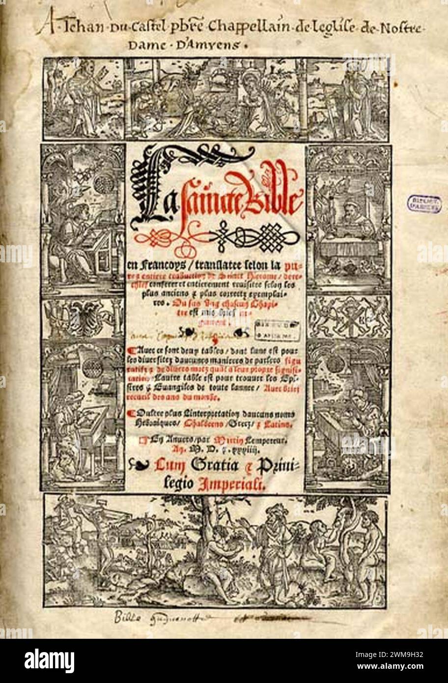 Bible de Lefèvre d'Étaples, Anvers, 1534 - 2. Stock Photo