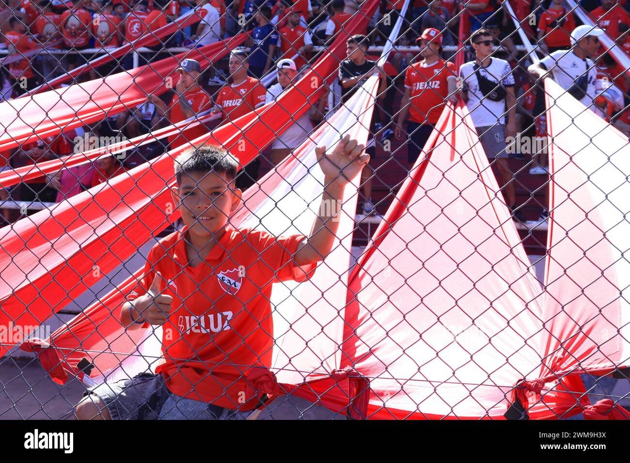 Buenos Aires, Argentina. 24th Feb, 2024. Supporters of Independiente during the match of 7th round of Argentina´s Liga Profesional de Fútbol at Ricardo Bochini Stadium ( Credit: Néstor J. Beremblum/Alamy Live News Stock Photo