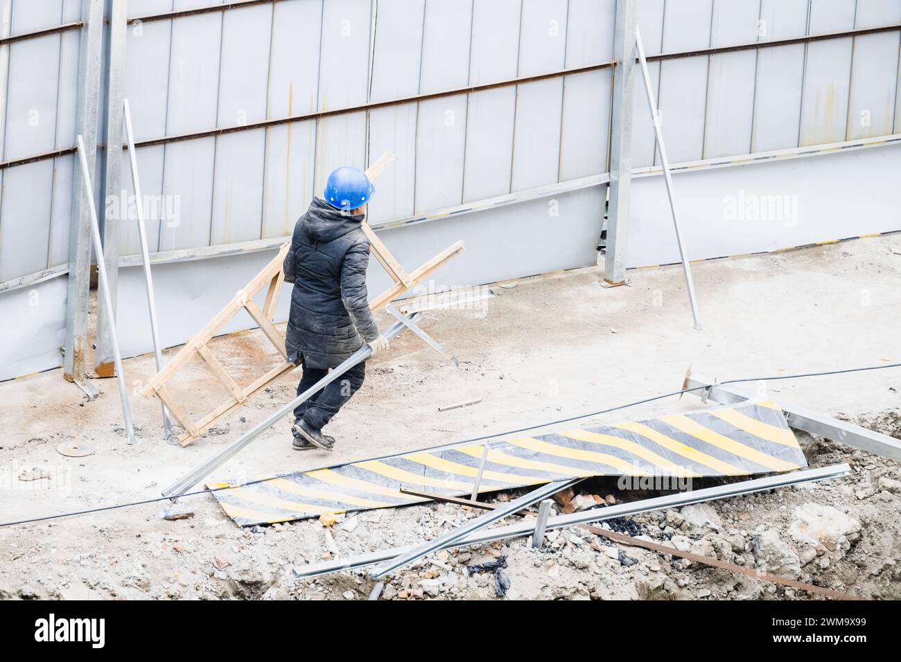 workers working at construction site Stock Photo
