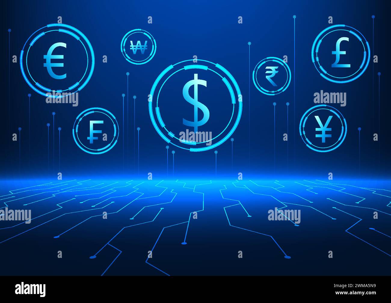 various foreign currency technology background with technology cycle It