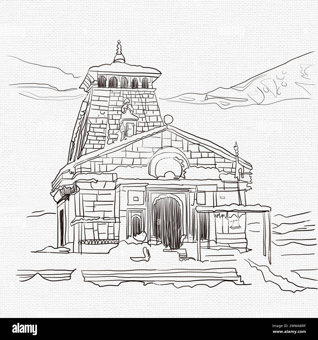illustration of Kedarnath Mandir Hindu temple of Lord Shiva in