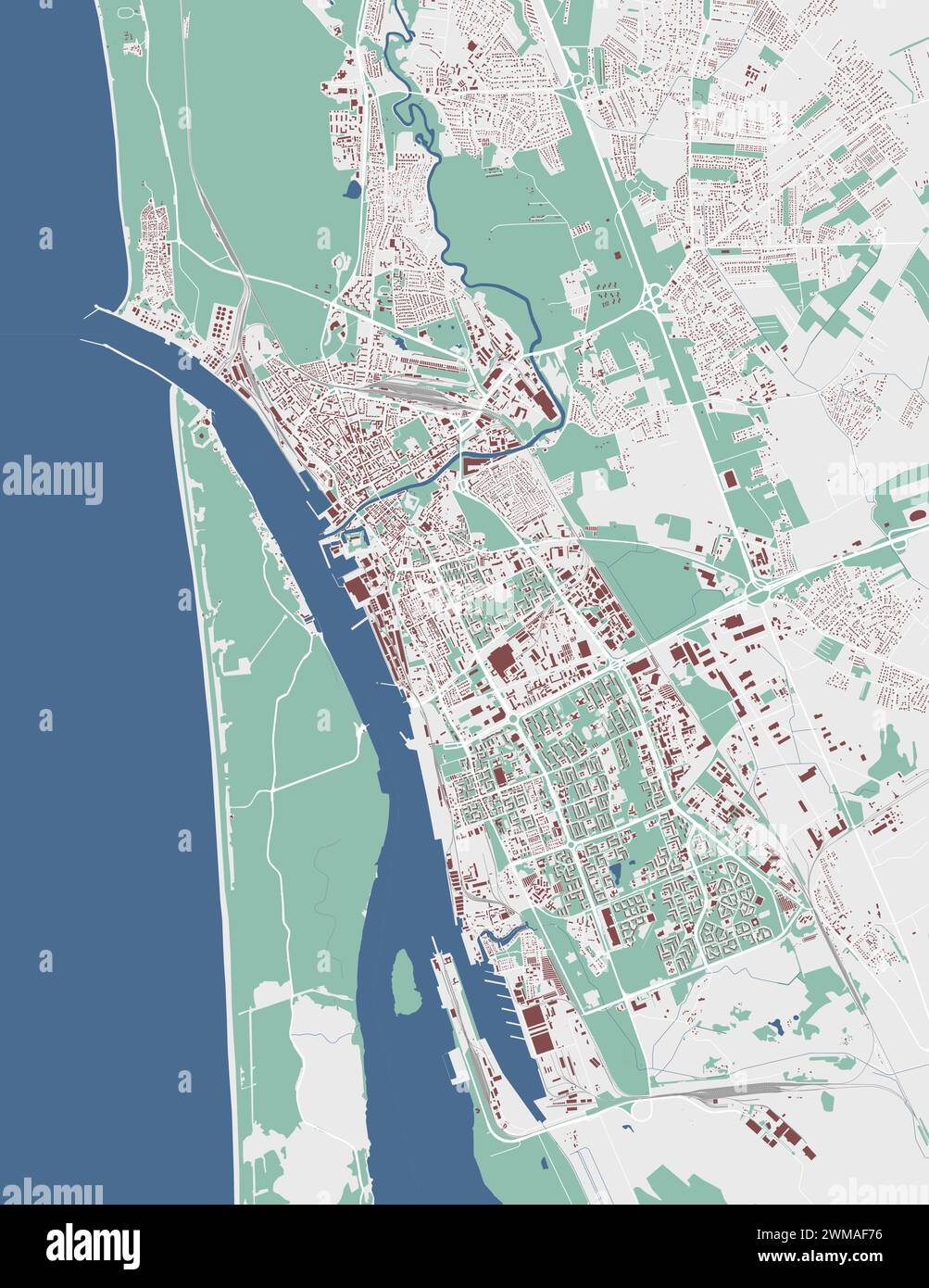 Klaipeda Map Lithuania Colored City Map Vector Streetmap With klaipeda-map-lithuania-colored-city-map-vector-streetmap-with