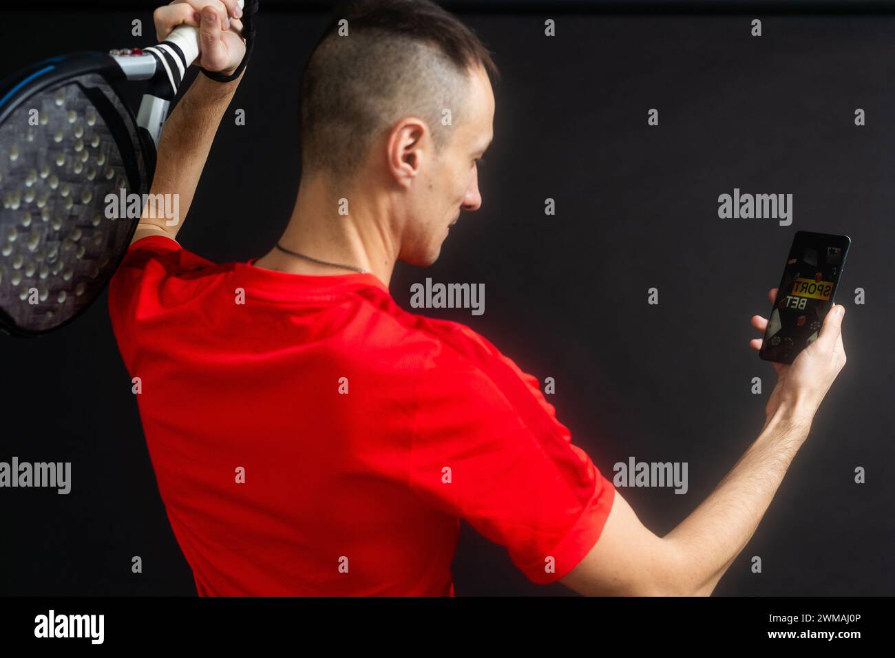 Smart Racket With Phone Hand using smartphone tennis hi-res stock photography and images - Alamy