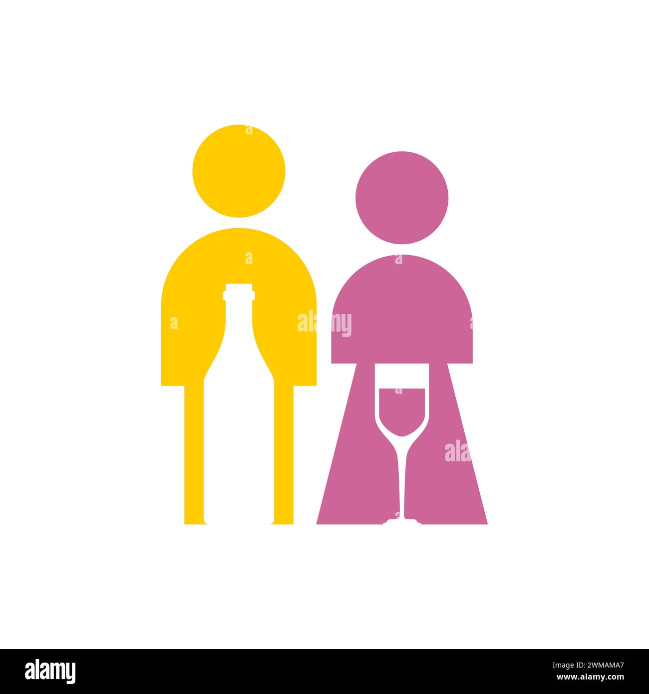Family of alcoholics sign. Husband and wife drink alcohol. Social problem in society. Alcoholism disease Stock Vector
