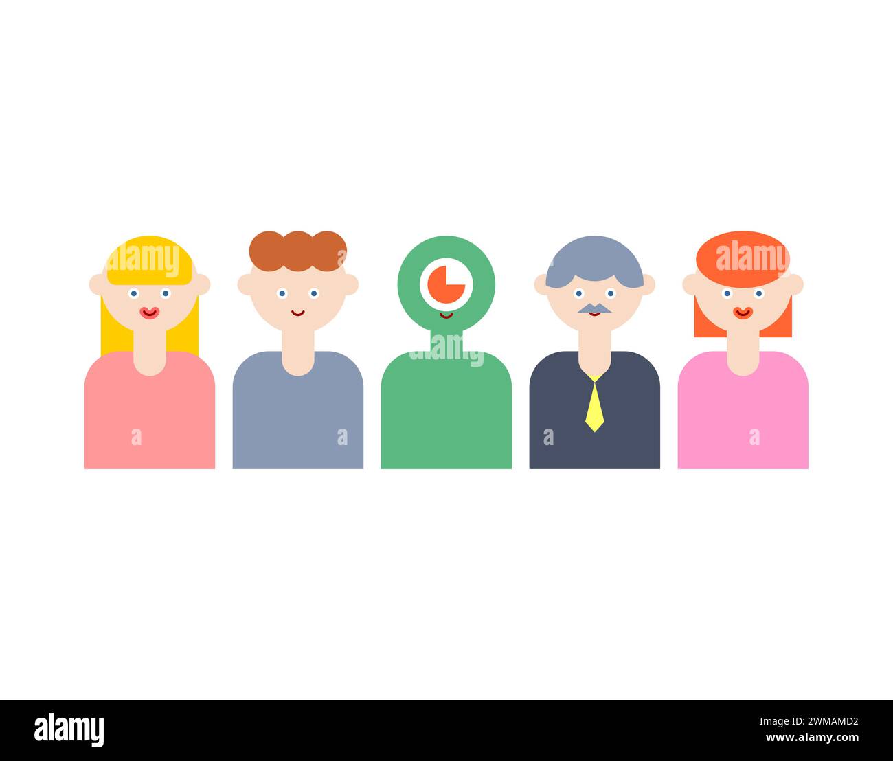 Reptilians among people. Green alien and ordinary people Stock Vector