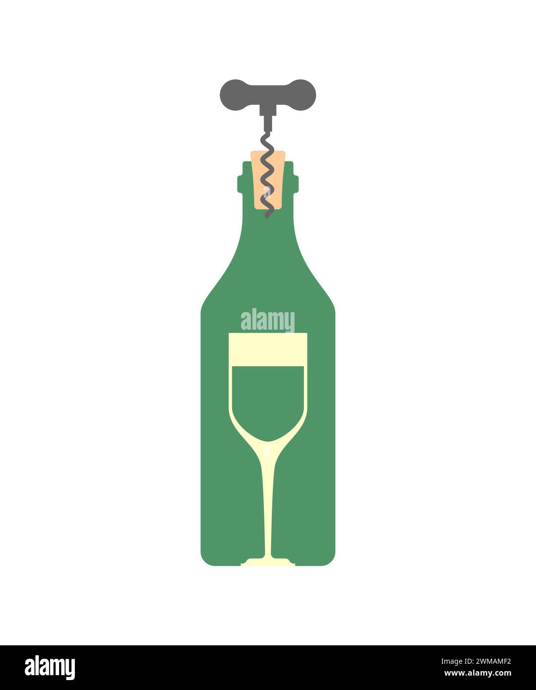 Wine bottle and glass sign. Corkscrew symbol icon Stock Vector