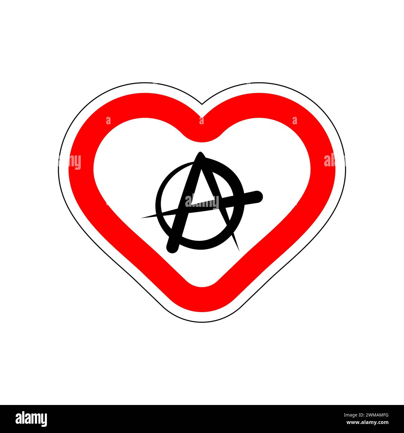I love Anarchy. I like to mess. Red road sign in shape of heart